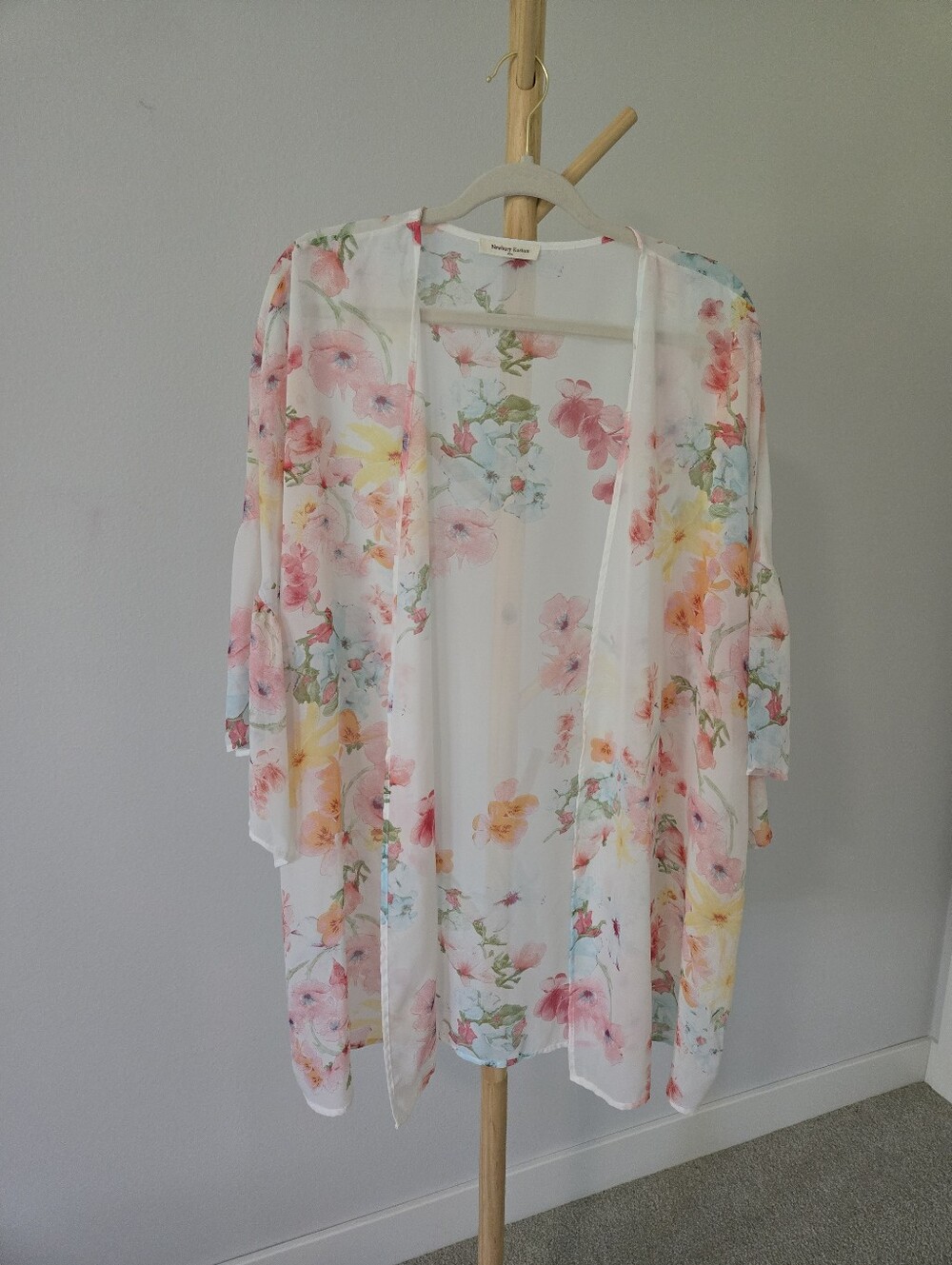 Newbury Floral Sheer Kimono — Pink, Yellow, Blue